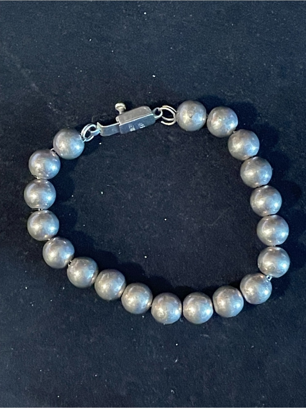 Vintage Mexico 925 Sterling Silver Ball Bead Bracelet. Signed. Petite 6 Inch